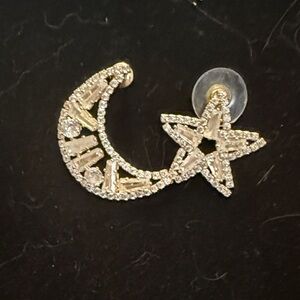 Gold Moon and Star Earring